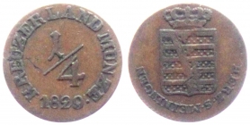Sachsen-Meiningen - 1829 - Bernhard Erich Freund (1803-1866) - 1/4 Kreuzer - vz