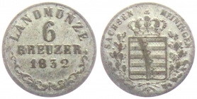 Sachsen-Meiningen - 1832 - Bernhard Erich Freund (1803-1866) - 6 Kreuzer - ss