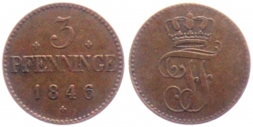 Mecklenburg-Schwerin - 1846 - Friedrich Franz II. (1842-1883) - 3 Pfennig - vz