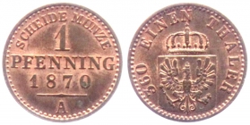 Preussen - 1870 A - Wilhelm I. (1861-1888) - 1 Pfennig - st