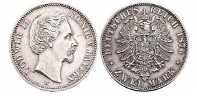 Bayern - J 41 - 1876 J - Ludwig II. (1864-1886) - 2 Mark - vz-st