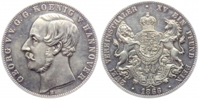 Braunschweig-Calenberg-Hannover - 1866 B - Georg V. (1851-1866) - Vereinsdoppeltaler - vz