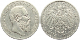 Hessen - J 70 - 1891 A - Ludwig IV. (1877 - 1892) - 2 Mark - ss