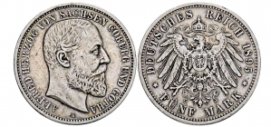 Sachsen-Coburg-Gotha - J 146 - 1875 A - Alfred (1893-1900) - 5 Mark - ss-vz