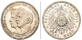 Anahlt - J 24 - 1914 A - Friedrich II. (1904-1918) - 3 Mark - vz-st
