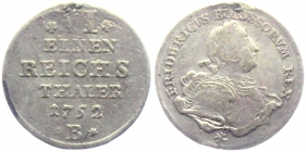 Preussen - 1752 B - Friedrich II. (1740-1786) - 1/6 Reichstaler - ss - RF