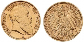 Baden - J 190 - 1906 G  - Friedrich I. (1852 - 1907) - 10 Mark - gutes vz