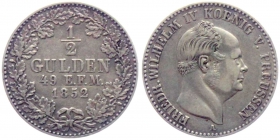 Preussen - 1852 A - Friedrich Wilhelm IV. (1840-1861) - 1/2 Gulden - vz