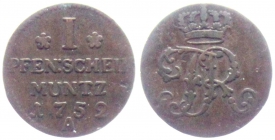 Preussen - 1752 A - Friedrich II., der Große (1740-1786) - 1 Pfennig - vz