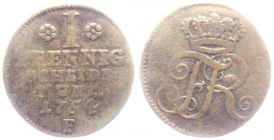 Preussen - 1754 F - Friedrich II., der Große (1740-1786) - 1 Pfennig - s-ss