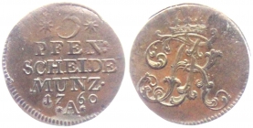 Preussen - 1760 A - Friedrich II., der Große (1740-1786) - 3 Pfennig - ss+