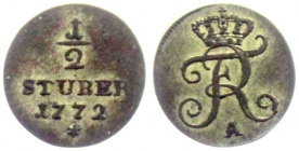 Preussen - 1772 A - Friedrich II., der Große (1740-1786) - 1/2 Stüber - vz