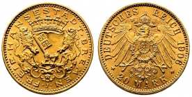 Bremen - J 205 - 1906 J - Stadtwappen mit Perlkreis - 20 Mark - f.st