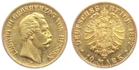 Hessen - J 216 - 1877 H - Ludwig III. (1848-1877) - 10 Mark - vz