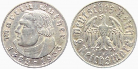 Drittes Reich - J 352 - 1933 F - Martin Luther - 2 Reichsmark - vz