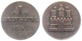 Hamburg - 1855 - Stadttor - 1 Sechsling - vz