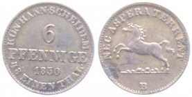 Braunschweig-Calenberg-Hannover - 1850 B - Ernst August 1837-1851) - 6 Pfennig - ss