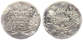 Hamburg - 1726 IHL - Stadttor - 1 Schilling - ss