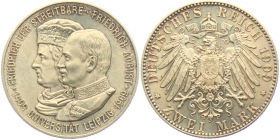 Sachsen - J 138 - 1909 - Friedrich August III. (1904 - 1913) - Uni Leipzig - 2 Mark - st
