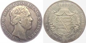 Sachsen - 1850 F - Friedrich August II. (1836-1854) - Vereinsdoppeltaler - f.vz - Patina
