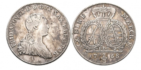 Sachsen, Alb. Linie - 1768 EDC - Friedrich August III./I. (1763-1806) - 2/3 Taler - ss Kratzer