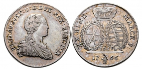 Sachsen, Alb. Linie - 1766 EDC - Friedrich August III./I. (1763-1806) - 2/3 Taler - vz