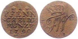 Preussen - 1790 A - Friedrich Wilhelm II. (1786-1797) - 1 Pfennig - f.vz