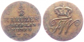 Preussen - 1788 B - Friedrich Wilhelm II. (1786 - 1797) - 1/2 Kreuzer - ss
