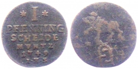 Anhalt-Bernburg - 1749 IHS - Victor Friedrich (1721-1765) - 1 Pfennig - s-ss