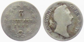 Baden - 1836 - Leopold I. (1830-1852) - 3 Kreuzer - s
