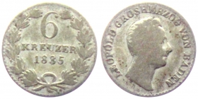 Baden - 1835 - Leopold I. (1830-1852) - 6 Kreuzer - s-ss