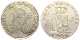 Baden - 1808 - Karl Friedrich (1738-1811) - 20 Kreuzer - ss - Kratzer