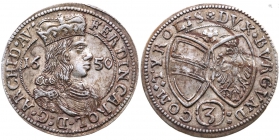 Österreich - Haus Habsburg - 1650 - Erzherzog Ferdinand Karl (1632-1662) - 3 Kreuzer - vz-st