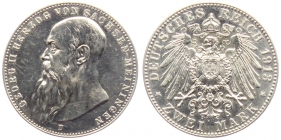 Sachsen-Meiningen - J 151b - 1902 D - Georg II. (1866 - 1914) - 2 Mark - f.st min. Kratzerchen