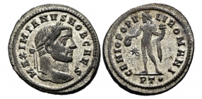Römisches Kaiserreich - 298-299 - Galerius als Caesar (293-311) - Follis mit Silbersud - vz