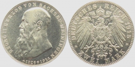 Sachsen-Meiningen - J 154 - 1915 - Georg II. (1866 - 1914) - Auf den Tod mit Lebensdaten - 2 Mark - f.st min.Kr.