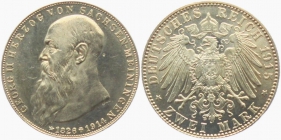Sachsen-Meiningen - J 154 - 1915 D - Georg II. (1866 - 1914) - Auf den Tod mit Lebensdaten - 2 Mark - f.st - Druckst.