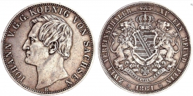 Sachsen - 1861 B - Johann (1854-1873) - Vereinsdoppeltaler - ss+