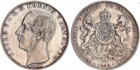 Braunschweig-Calenberg-Hannover - 1855 B - Georg V. (1851-1866) - Vereinsdoppeltaler - vz