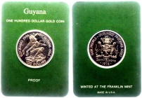 British Guyana - 1976 - Häuptling El Dorado beim ausstreuen von Gold ins Wasser. - 100 Dollars - PP in Blister und Box mit Echtheitszertifikat