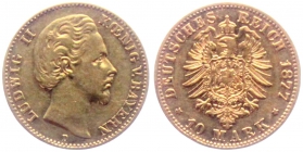 Bayern - J 196 - 1877 D - Ludwig II. von Bayern (1845-1886) - 10 Mark - ss+