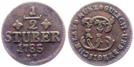 Jülich-Kleve-Berg - 1785 PR - Karl Theodor (1742-1799) - 1/2 Stüber - ss-vz