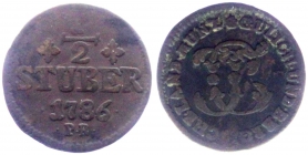 Jülich-Kleve-Berg - 1786 PR - Karl Theodor (1742-1799) - 1/2 Stüber - s-ss