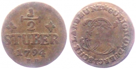 Jülich-Kleve-Berg - 1794 PR - Karl Theodor (1742-1799) - 1/2 Stüber - ss