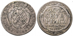 Pfalz, Kurlinie - 1734 RF - Karl Philipp (1716-1742) - 20 Kreuzer - vz