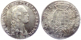 Sachsen - 1787 IEC - Friedrich August III.(.) (1763-1827) - 1/3 Taler - vz-SR