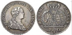 Sachsen, Alb. Linie - 1766 EDC - Friedrich August III./I. (1763-1806) - 2/3 Taler - vz