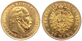 Preussen - J 246 - 1878 A - Wilhelm I. (1861-1888) - 20 Mark - ss-vz