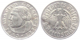 Drittes Reich - J 352 - 1933 F - Martin Luther - 2 Reichsmark - vz