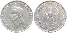 Drittes Reich - J 358 - 1934 F - Friedrich Schiller - 2 Reichsmark - vz